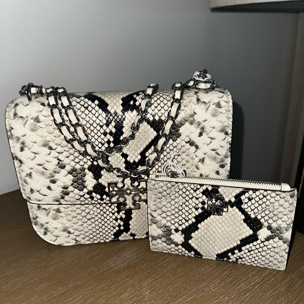 Tory Burch Snakeskin bag and matching card holder